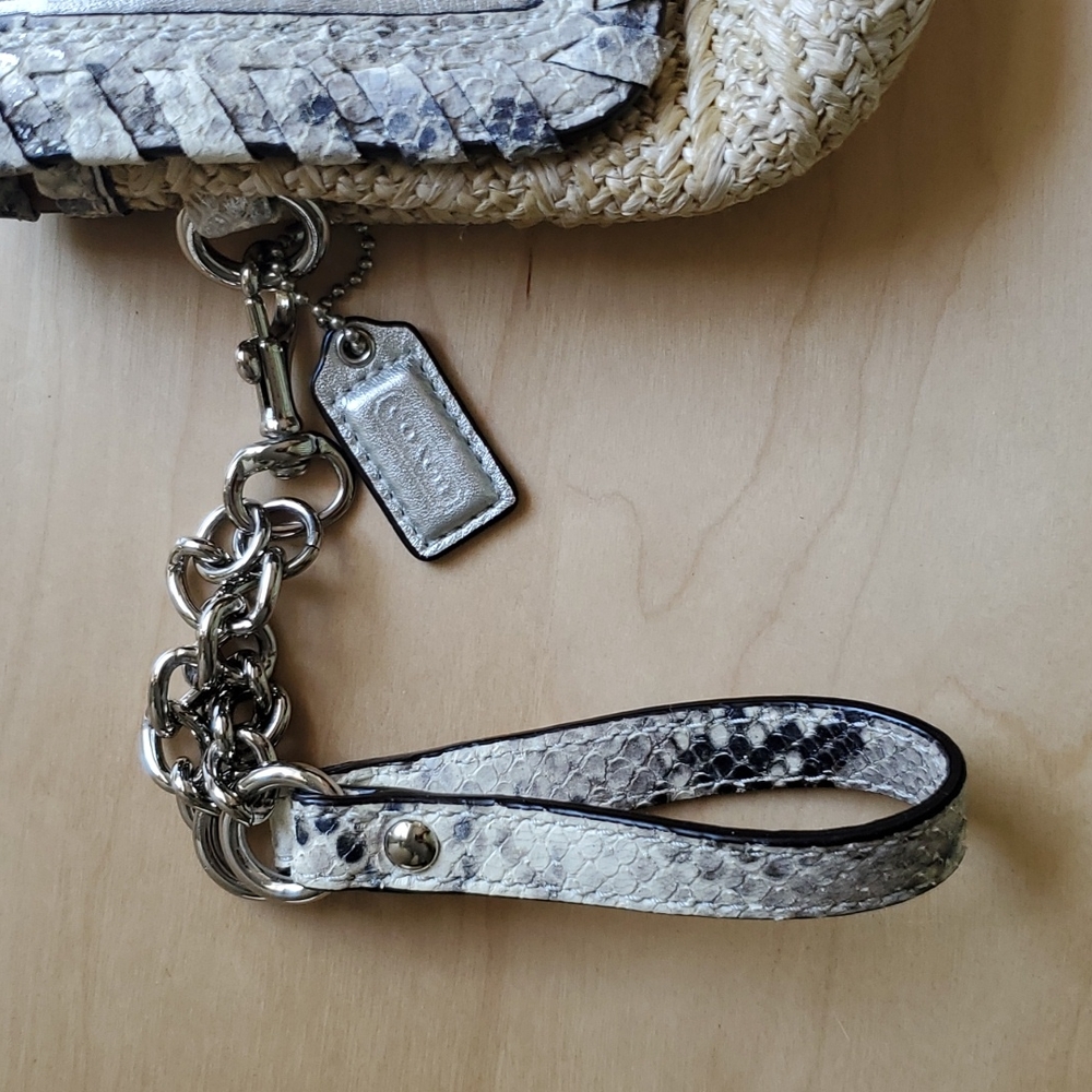 Nwot. Coach Straw Clutch With Python Leather Trim… - image 4